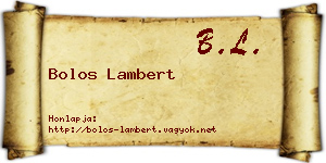 Bolos Lambert névjegykártya